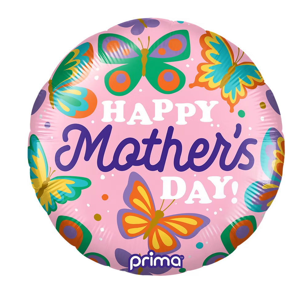 PRIMA 18" Round Colorful Butterflies Happy Mother's Day